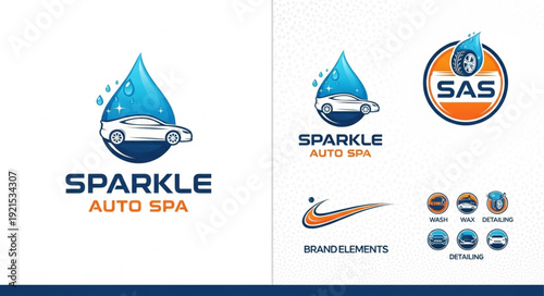 Sparkle Auto Spa Logo Collection for Car Wash Services.