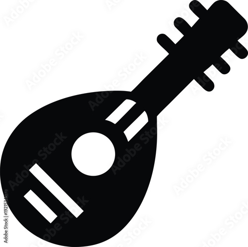 mandolin silhouette Black silhouette vector illustration on transparent background