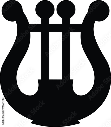 lyre silhouette Black silhouette vector illustration on transparent background