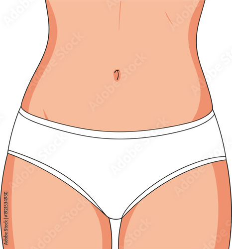 Female Body Waist Illustration In Underwear Minimal Style Fashion Vector Design