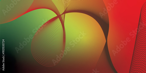 Dark textured noisy background with glowing red and yellow abstract gradient waves over deep black backdrop, vibrant grainy banner header and poster cover design