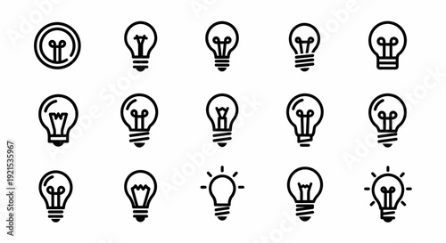 Light Bulb Icons Set: Idea Generation, Innovation, Creativity, Solutions