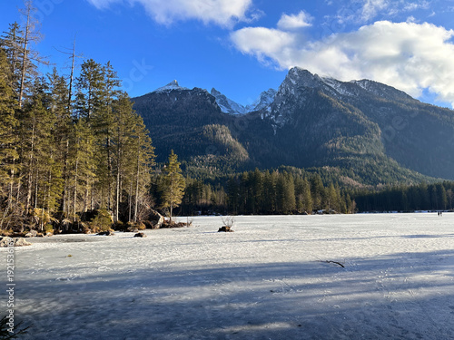 the frozen lake Hintersee in Germany