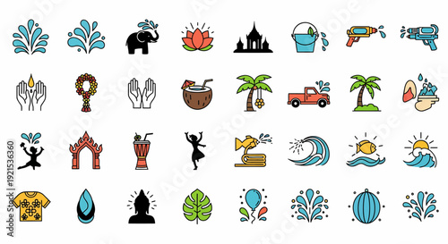 Thai Songkran Festival Icons: Water, Elephants, Temples, and Celebrations