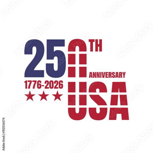 Usa 250th anniversary logo, 1776-2026 celebration with stars, independence day