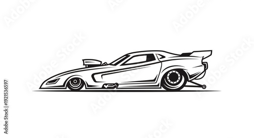 Vintage Sports Car Illustration Side View.