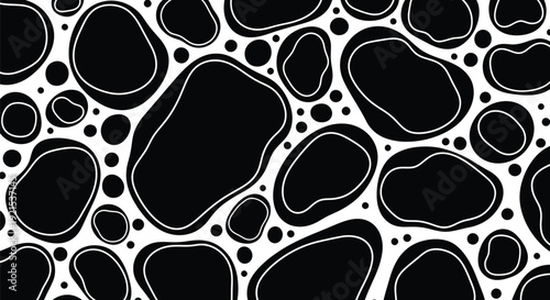Black and white abstract pattern with irregular shapes
