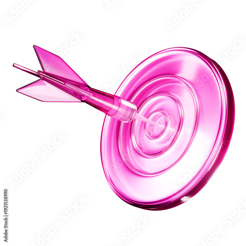 3d Pink glass dart isolated on transparency background.