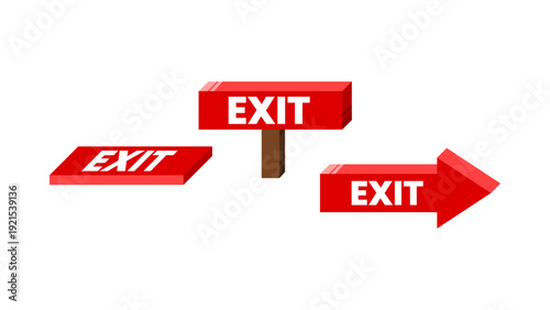 vector design red arrow symbol with exit lettering