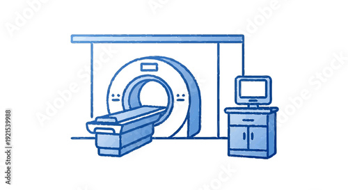 Diagnostic Imaging Center Healthcare Facility Blue Vector Icon Minimal Medical Scan Clinic Symbol Isolated Transparent Background Modern Stock Illustration