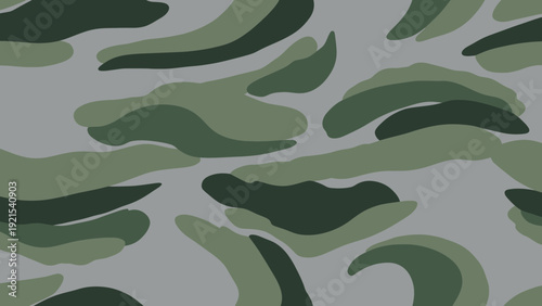 Abstract Camouflage Pattern, Military Green and Gray Shapes, Seamless Background