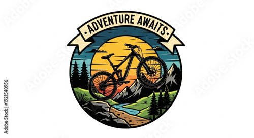 Vintage Style Mountain Bike Logo.