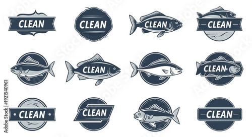 Collection of clean fish emblems and badges.