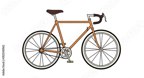 Vintage Style Orange Bicycle Illustration.