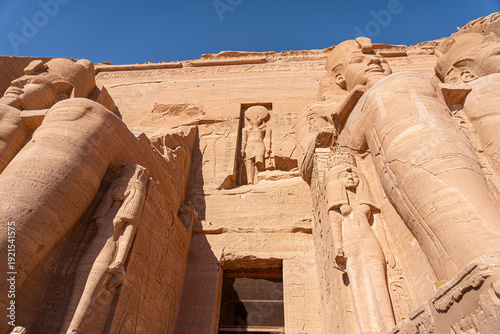 Konstfotografi Low Angle View of the Entrance of the Ancient Abu Simbel Temple and Statues of R