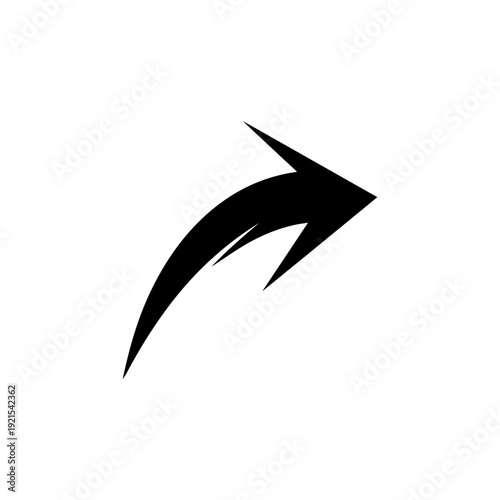 Angular curved arrow with sharp edges and pointed aggressive arrowhead bold Vector illustration