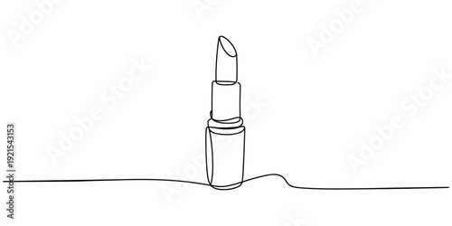 Continuous one line drawing of lipstick. Vector illustration. one line Icon drawing, Lipstick icon outline in continuous one line drawing style minimalist vector illustration isolated, Minimalist one