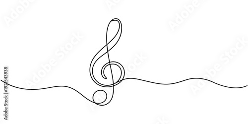 Continuous music line art note vector sketch illustration. Abstract music notes song sound concept background outline icon art one sheet. Vector illustration sketch element.