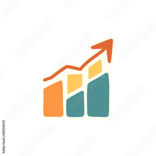Colorful graph with rising arrow showing business growth