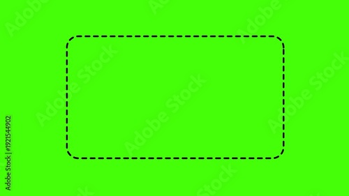 Square frame animation of dotted lines on a black background. Dotted line rectangle frame animation. Animation of a dotted line path from left to right point.
