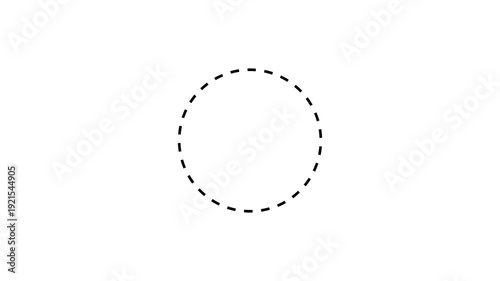 Dotted line circle frame animation on background. Rectangular doodle scribble element motion graphic on background.
