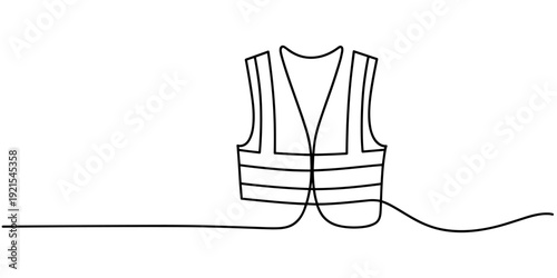 safety vest rendered continuous one line drawing, Swim Vest Line Icon. Editable Stroke, Safety jacket line icon. Editable Stroke Safety Measure Continuous Line Editable Icon.