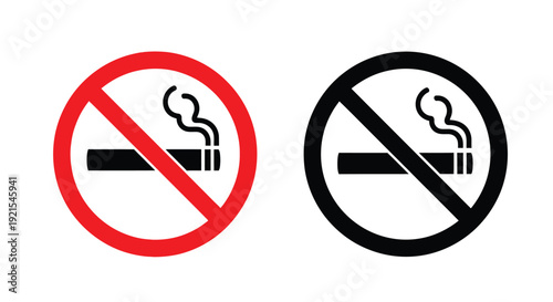 Two variations of a no smoking symbol in red and black