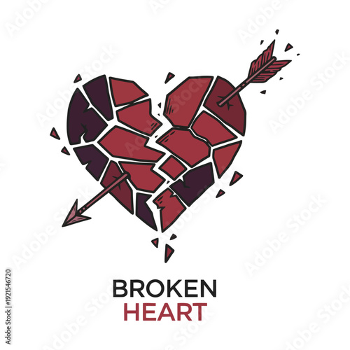 Heartbreak Icon Split Heart Minimal Vector Clipart