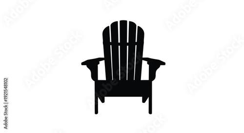 Simple black silhouette of an adirondack chair on a white background