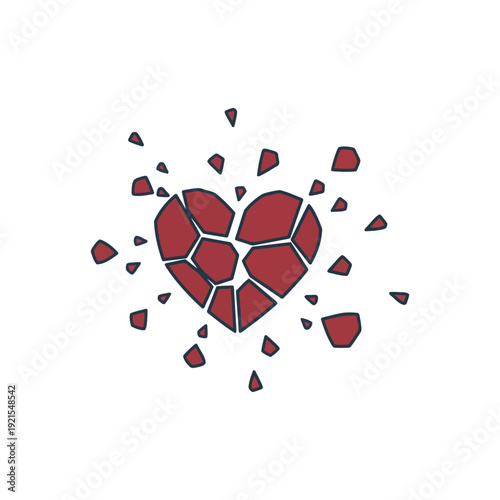 Cracked Heart Icon Representing Heartbreak and Pain