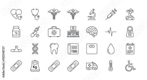 Collection of Medical Icons and Symbols for Healthcare.