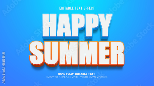 happy summer editable text effect 3d vector premium