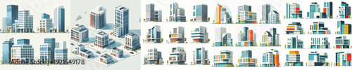 Vector set image of building