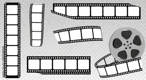 film strips, movie reel, cinema, transparent background