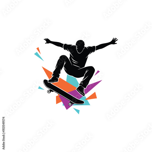 Cool Skateboarding Stunt Clipart for Youth Culture