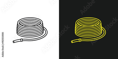 A coiled cable illustration displayed on a split background, showcasing contrasting colors and detailed wire structure from a straightforward viewpoint