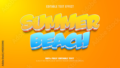summer beach editable text effect 3d vector premium