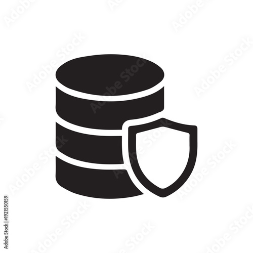 Secure database protection with shield silhouette icon