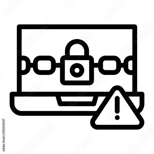 Ransomware Attack Cybersecurity Threat line icon