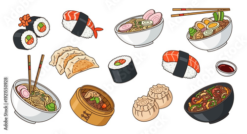 Assorted Japanese Cuisine Sushi and Dishes.