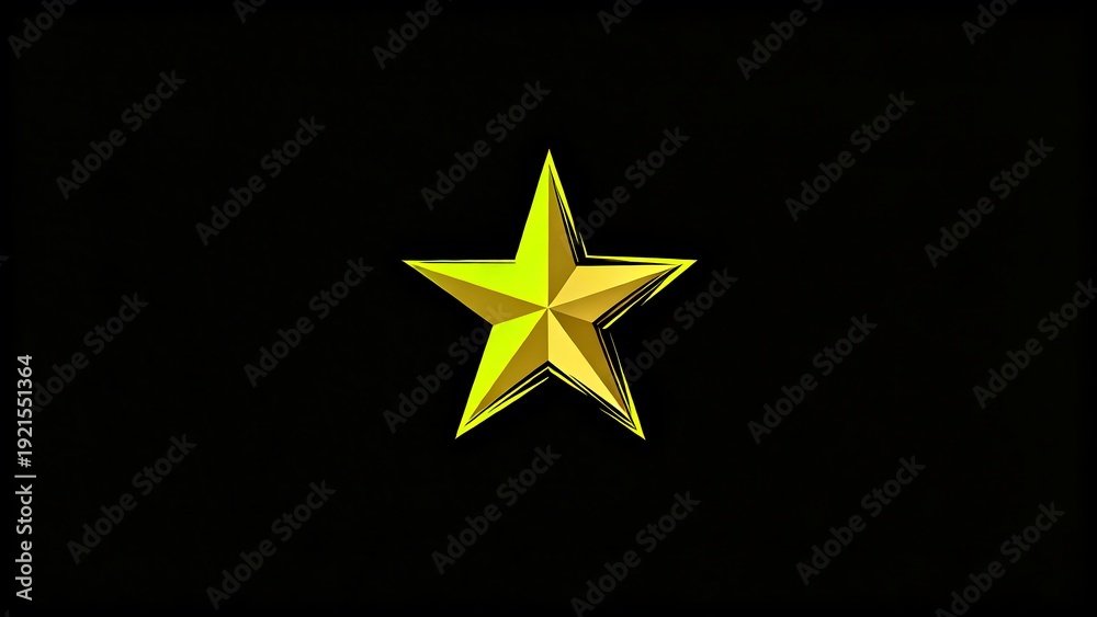 Obraz premium A 2D yellow star on a black background.