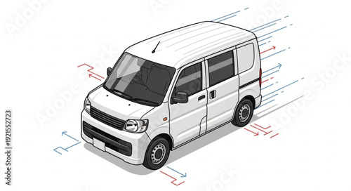 White Van Illustration Front Angle View.