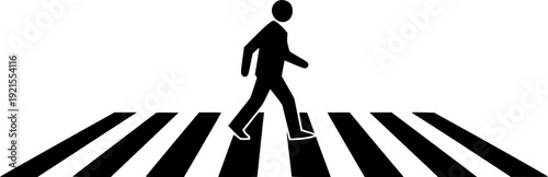 Black silhouette of a pedestrian walking on a zebra crossing safety icon symbol. pedestrian, crossing, zebra crossing, crosswalk.
