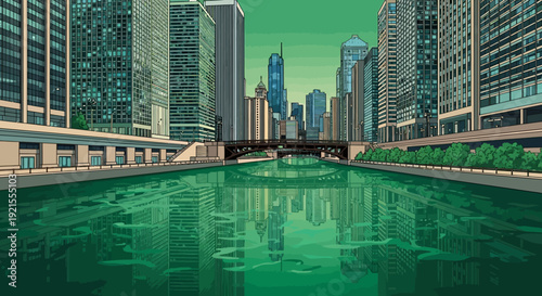 Chicago River Water Urban Landscape City.