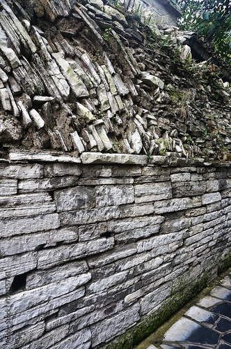 old stone wall with stone