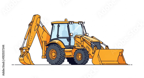 Yellow Backhoe Loader Heavy Machinery.