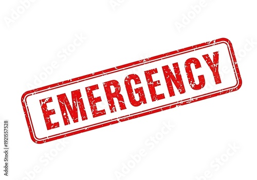 A bold red emergency stamp indicating urgency or critical situation.