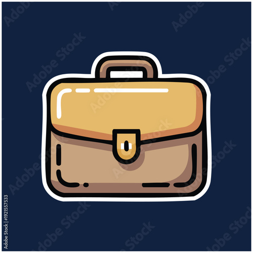 Brown Briefcase with Lock and Handle.