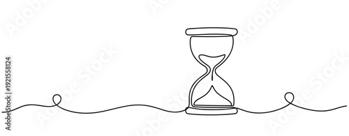 Continuous line drawing of hourglass symbolizing time and patience. No editable stroke