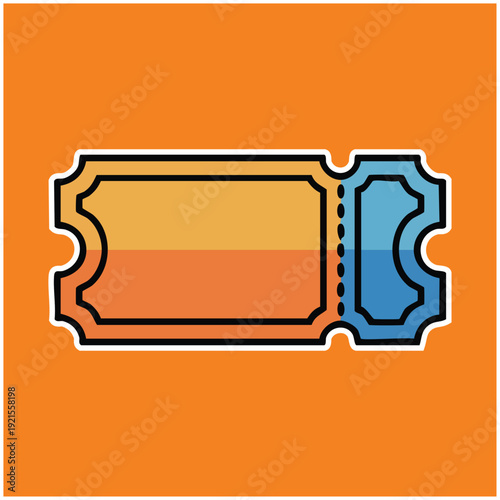 Ticket Stub Illustration on Orange Background.